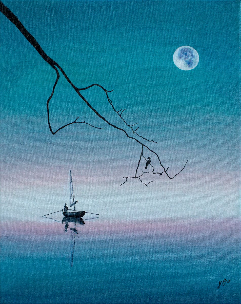 Impressionistic Landscape Oil Painting By Mila Moroko, 16 X 20", Turquoise Silence, Original Artwork