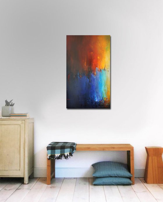 Surreal sea, Abstract landscape painting, free shipping