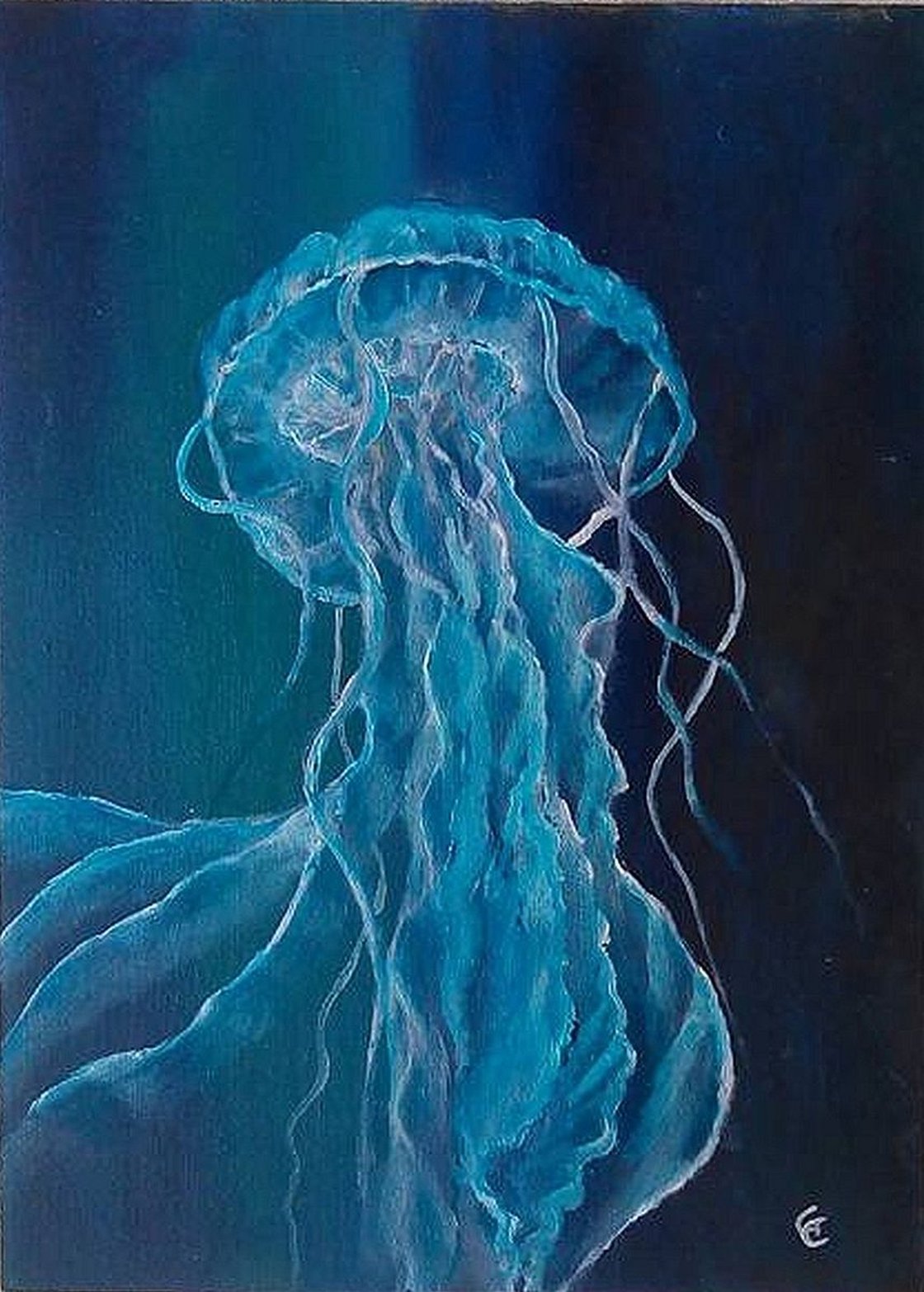 jellyfish oil painting