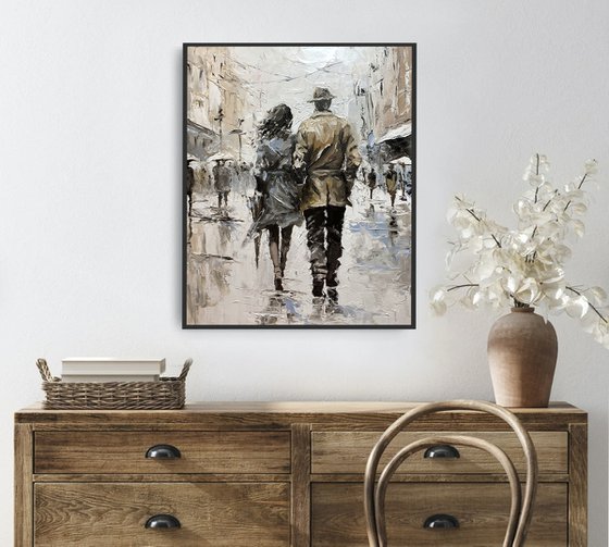 Love couple, shared path.