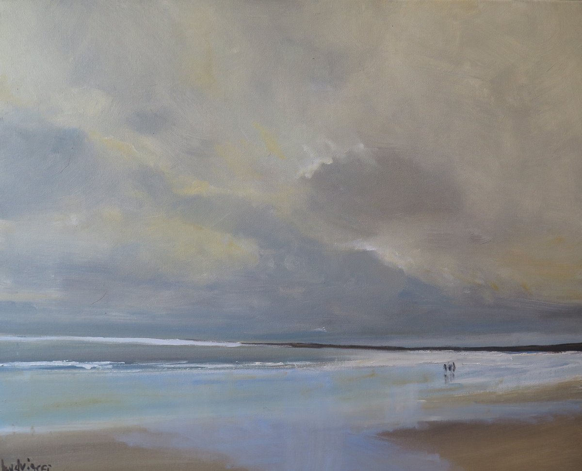 Bridlington Beach, Feb 20 By Malcolm Ludvigsen, 30 X 24, Artwork For Sale On Artfinder