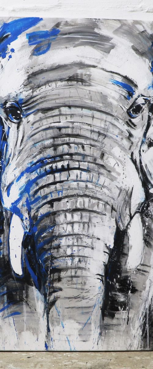 Elephant #1 - Large Painting 80x100 cm by Stefanie Rogge