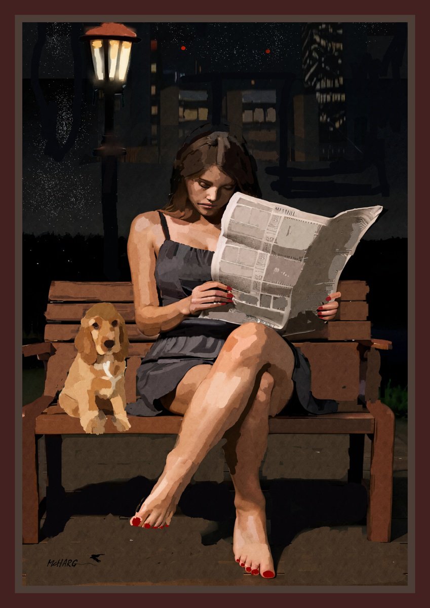 Impressionistic Painting , Night Reader By Joe Mcharg, 30 X 42, Artwork For Sale On Artfinder