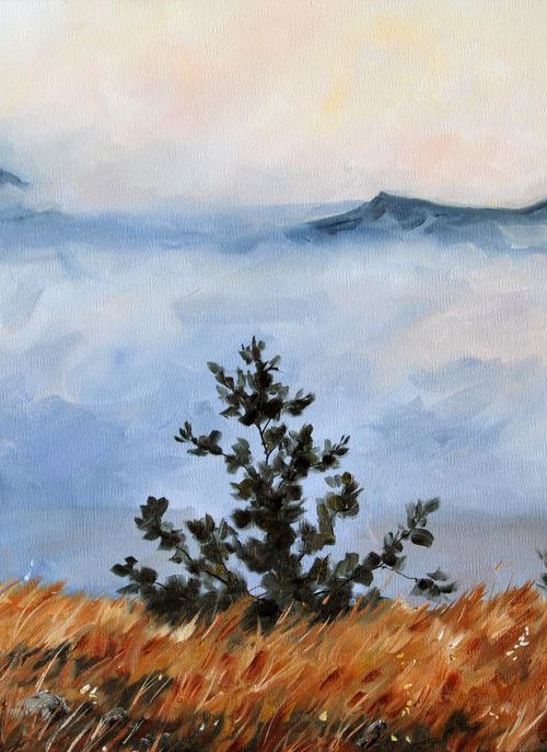 Landscape - North Dakota - Buttes in the Fog by Katrina Case
