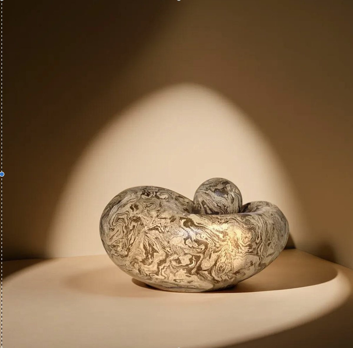 Geometric Abstract Clay Sculpture By Ceramicabeli Alexandra Beliba, 12 X 11, Marbel Stone, Original Artwork