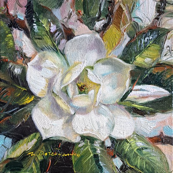 Magnolia flowers painting