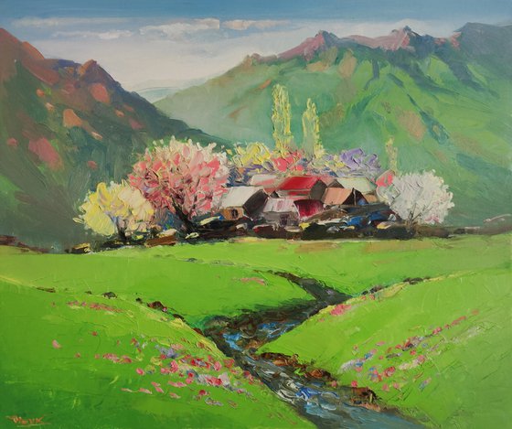 Landscape - spring (60x50cm oil painting, ready to hang)