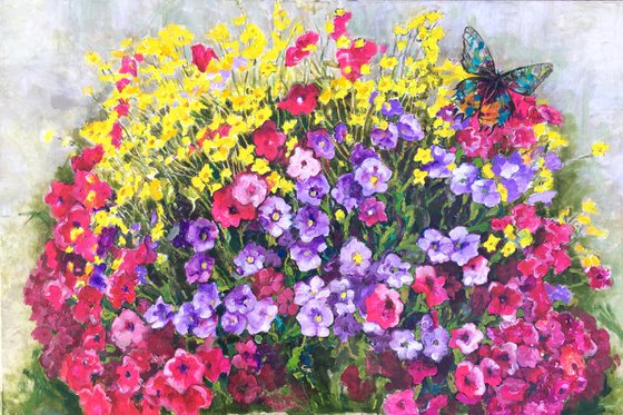 Summer flowers and butterfly