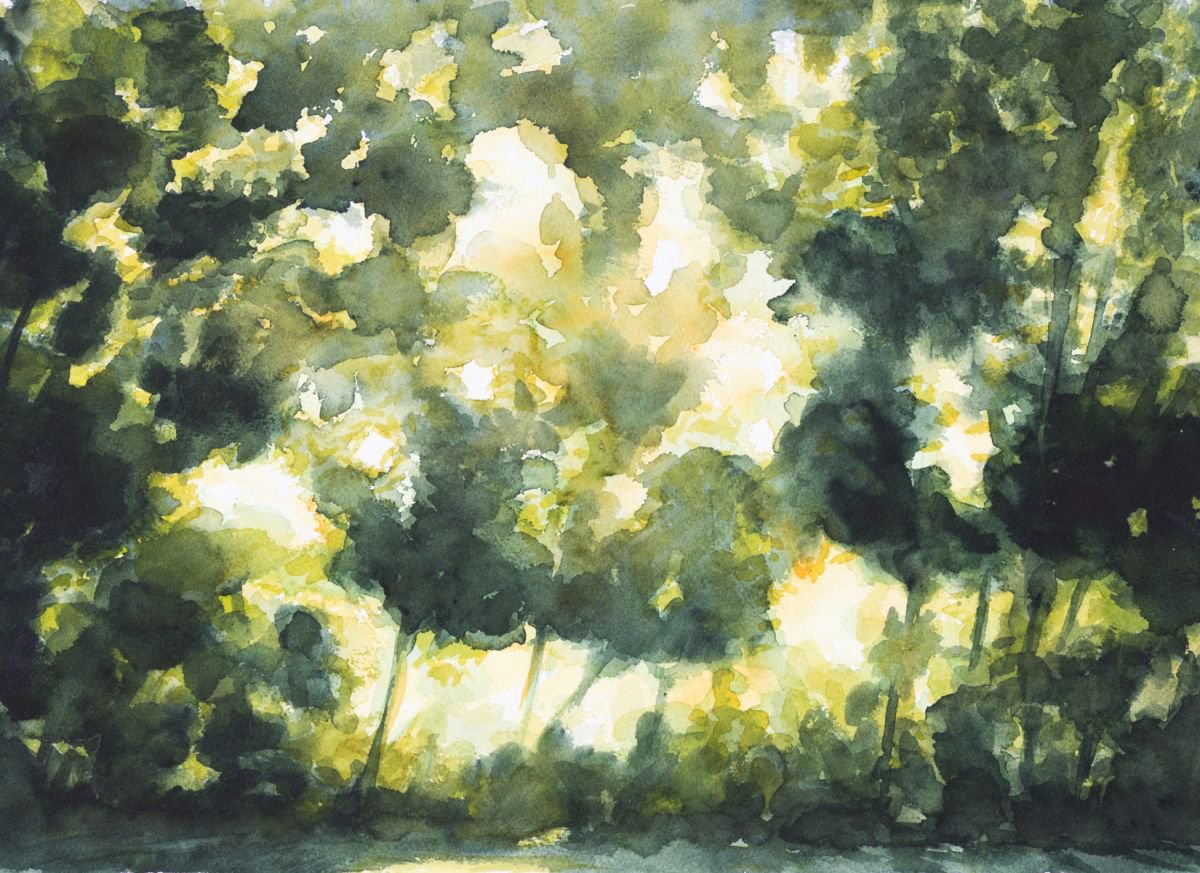 Impressionistic Watercolour , Under The Trees By Fabienne Monestier, 20 X 14, Artwork For Sale On Artfinder