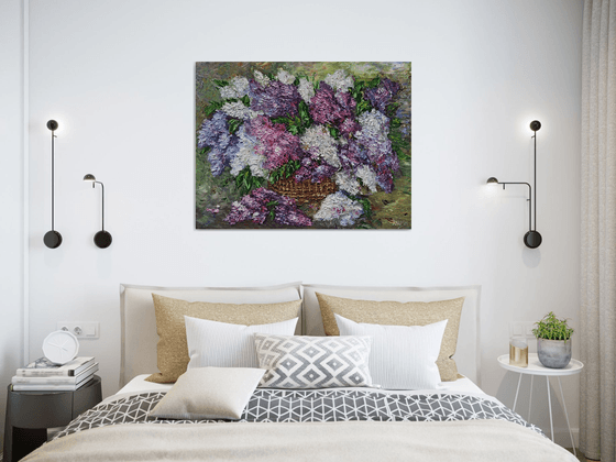 Lilacs(70x90cm, oil painting, palette knife)