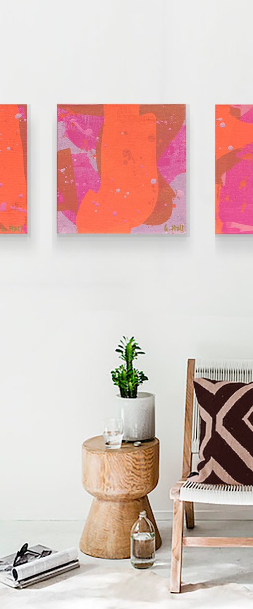 Perception Trio 20cm (x3) acrylic on canvas by George Hall
