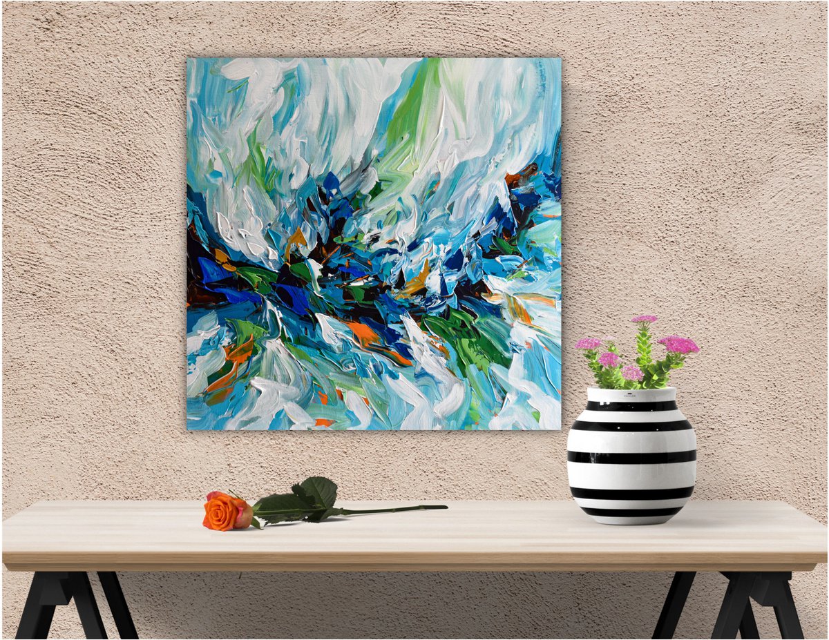 Better Days - Abstract Acrylic Painting, Palette Knife Art, Blue Brown Wall  Art Canvas Acrylic painting by Olga Tkachyk