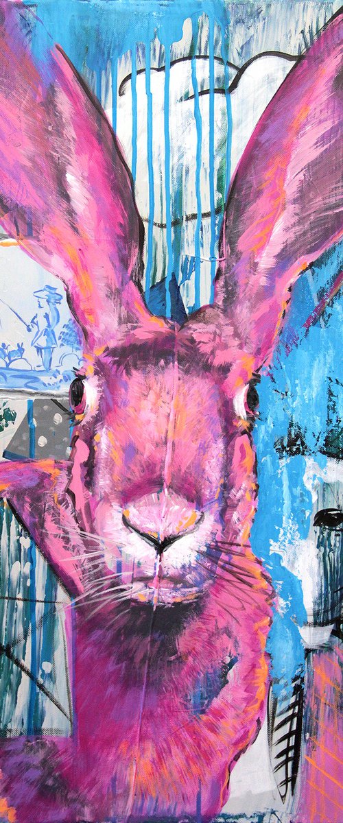 PINK BUNNY | ORIGINAL GICLÉE PRINT ON CANVAS by Uwe Fehrmann