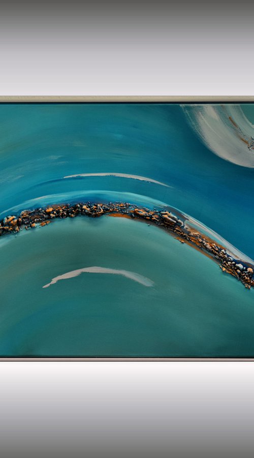 Big Wave  - Abstract Art - Acrylic Painting - Canvas Art - Framed Painting - Abstract Golden Sea Painting - Ready to Hang by Edelgard Schroer