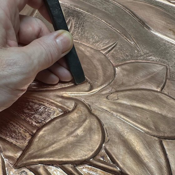 "Copper Botanica" Metal Wall Relief