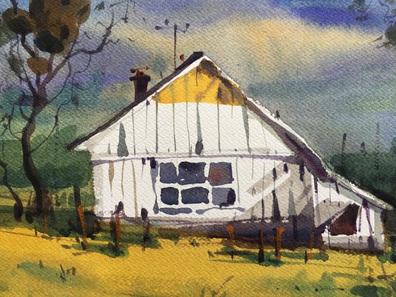 The handmade painting "A House in the Carpathians"