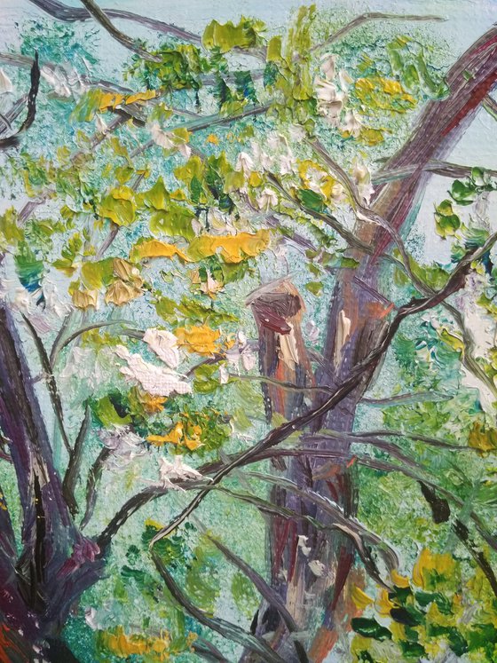 Tree in the Garden Pleinair painting