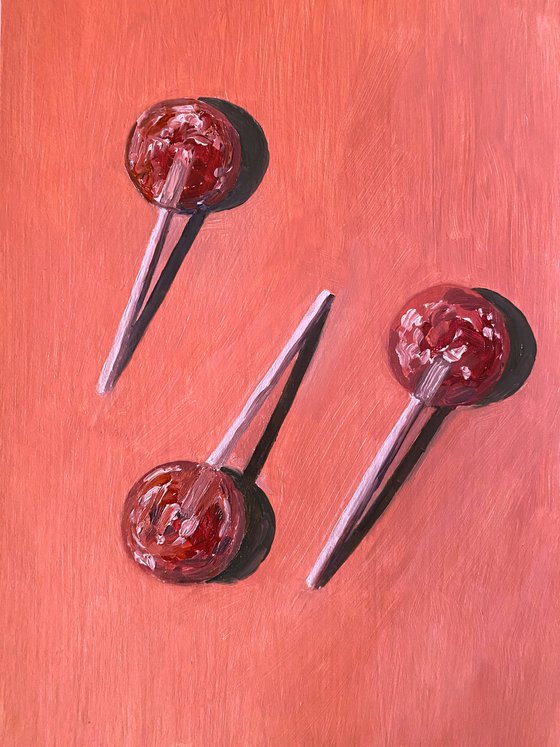 three lollipops — modern still life