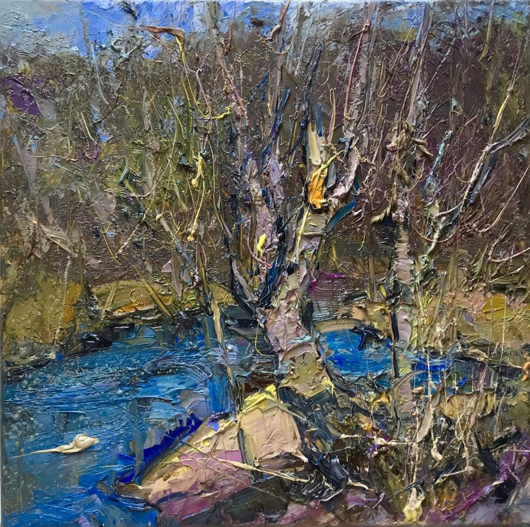 Spring Trees Impasto Oil Painting 40x40cm Rea Artfinder
