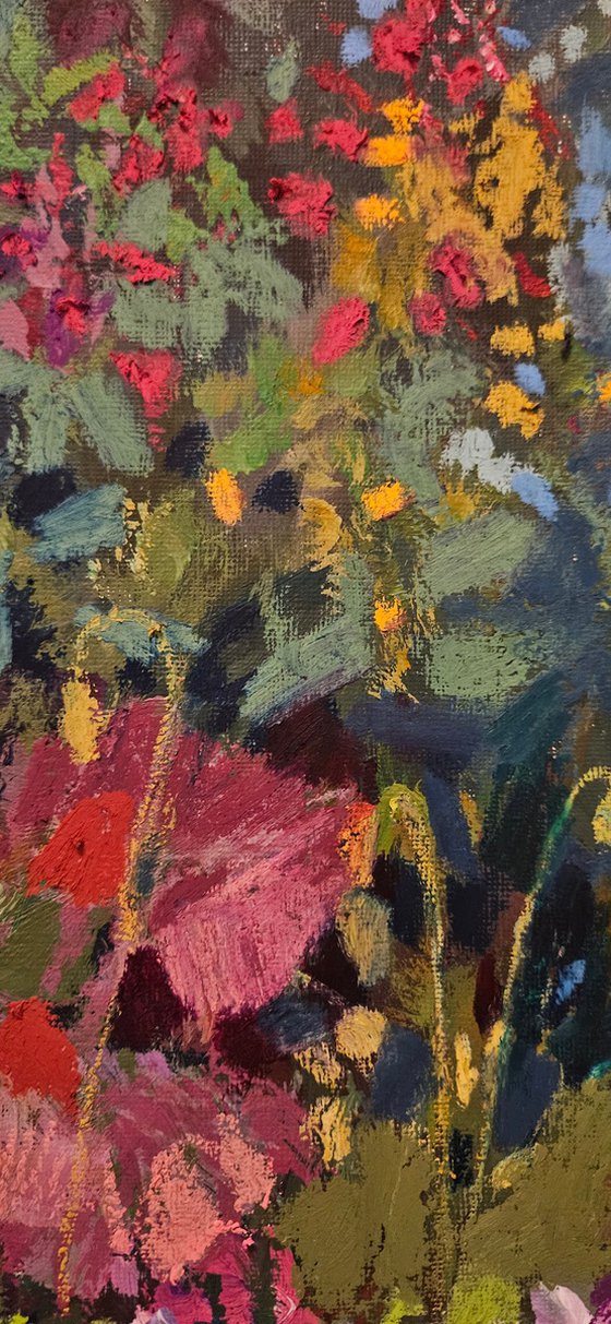 Hidden Poppy, semi-abstract floral painting