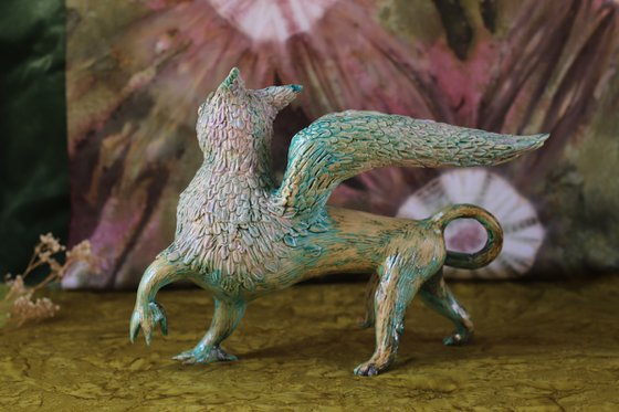 Griffin, Ceramic sculpture by Elya Yalonetski