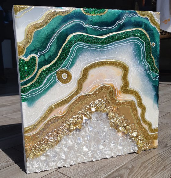 Malachite. Geode Art, Marble Art. Geode wall art, Resin art, Resin painting.