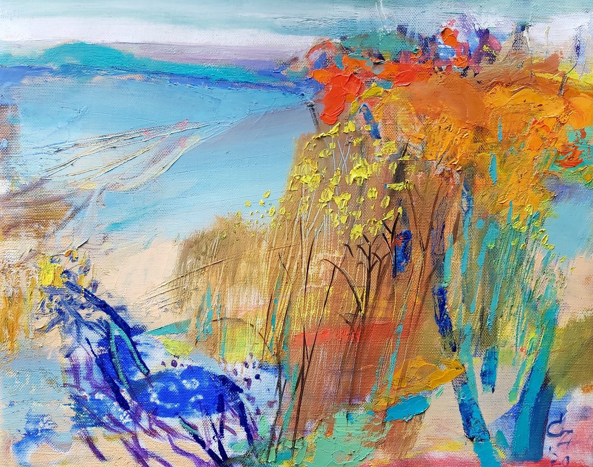 Expressive Landscape Oil Painting By Victoria Cozmolici, 20 X 16", Abstract Landscape, Original Artwork