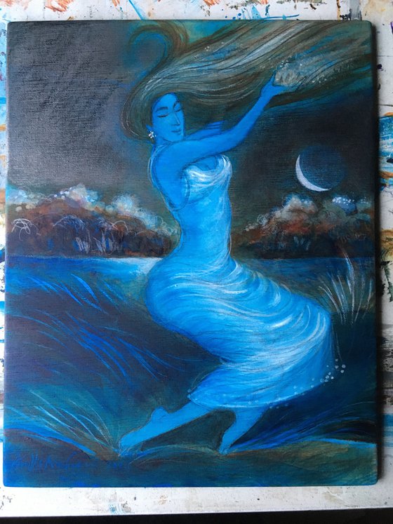 Woman and Crescent Moon