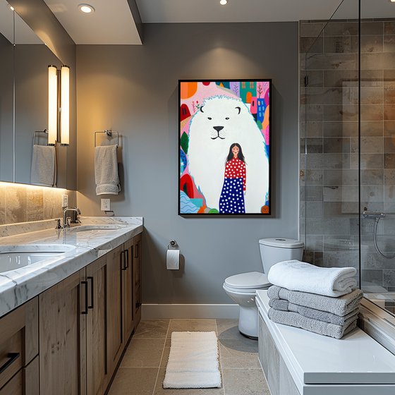 Woman and bear Colorful