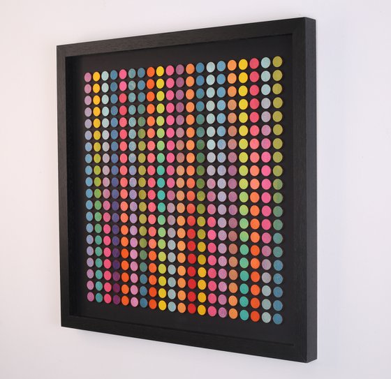 Abstract Geometric 3D collage dot painting on Black