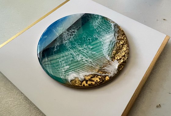 "Little wave" #6 - Miniature round painting