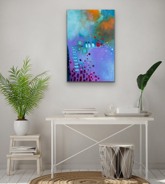 Nous y sommes - Original mixed-media colourful abstract painting - Ready to hang
