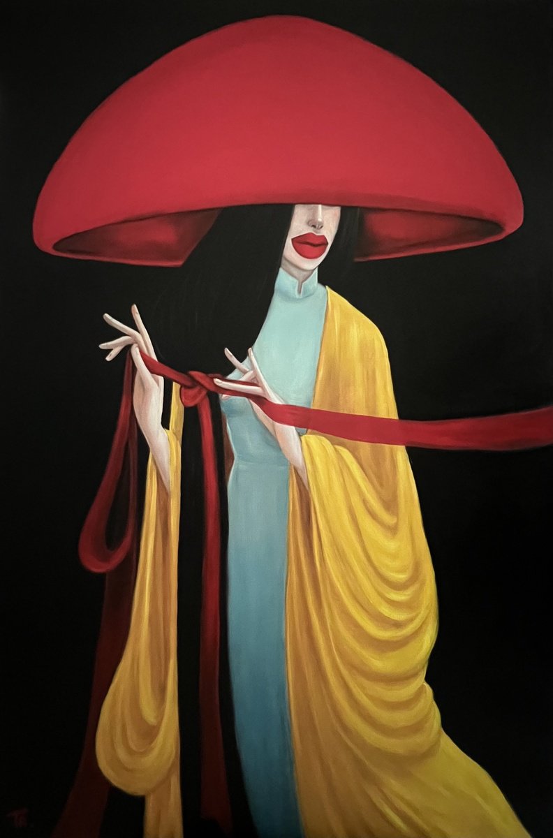 Vietnamese Lady In A Red Hat By Ta Byrne, 39 X 59, Artwork For Sale On Artfinder