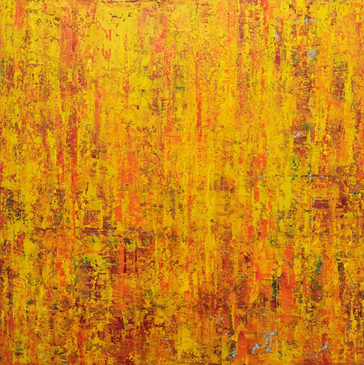 Abstract Acrylic Painting By Behshad Arjomandi, 39 X 39, Sunset Impressions Ii, Original Artwork