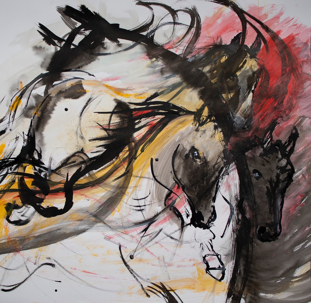 Look back, horses, dynamic abstraction by Ren Goorman