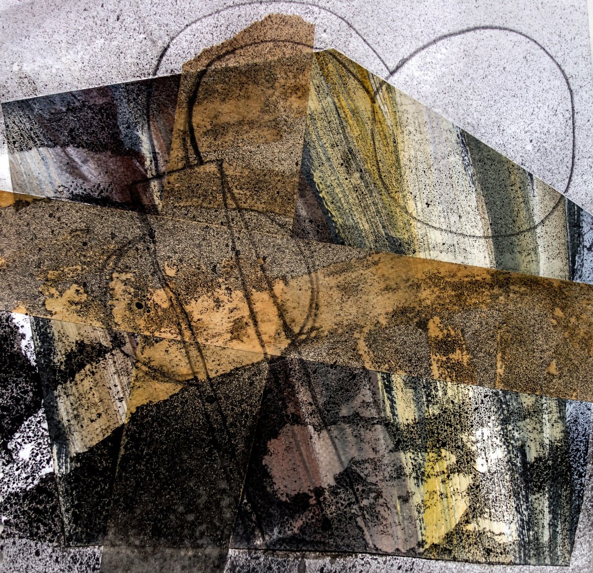 Abstract Landscape Collage By Elizabeth Anne Fox, 10 X 10, Catchment Moors, Original Artwork