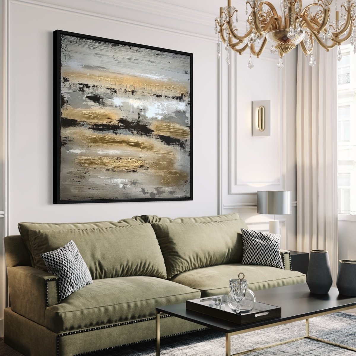Cities Of Gold - Large Textured Abstract Seascape by Sarah Berger