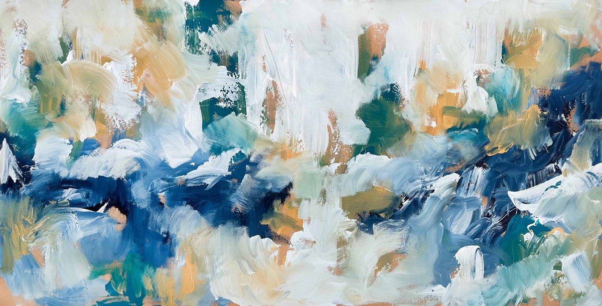 Abstract Acrylic Painting By Omar Obaid, 59 X 30", Changing Seasons, Original Artwork