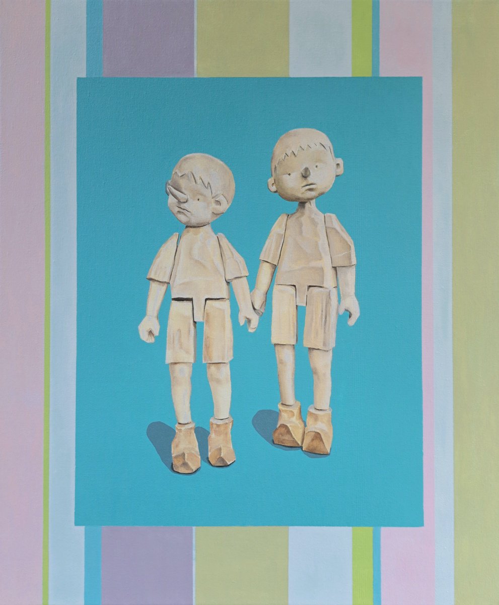 Surrealistic Portrait Painting By Lee Jenkinson, 20 X 24", Brother, Original Artwork