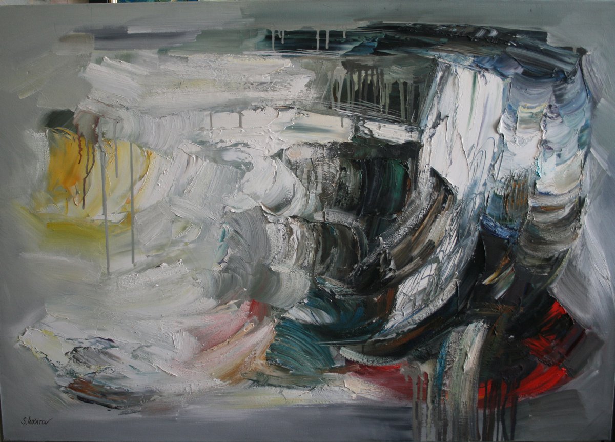 Abstract Oil Painting By Sergei Inkatov, 39 X 28", Dreams, Original Artwork