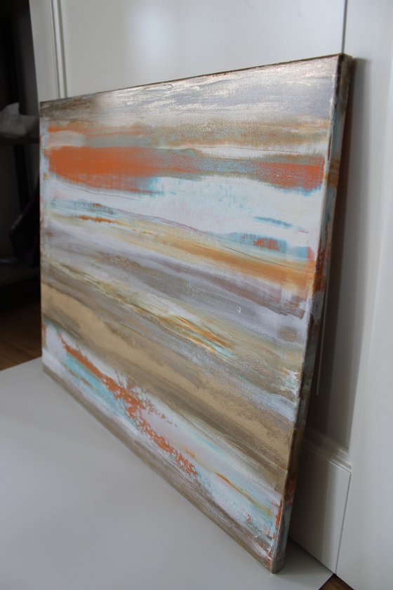 Orange white and gold painting