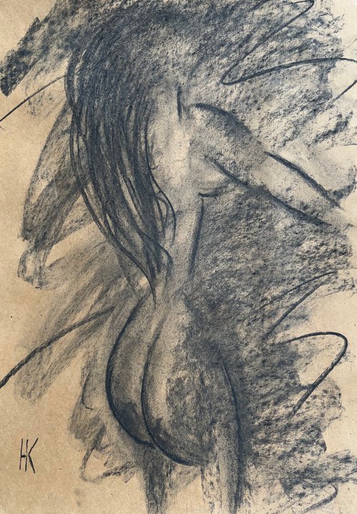 Female Nude Drawing by Halyna Kirichenko