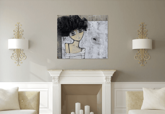 Girl Emerging From the Canvas