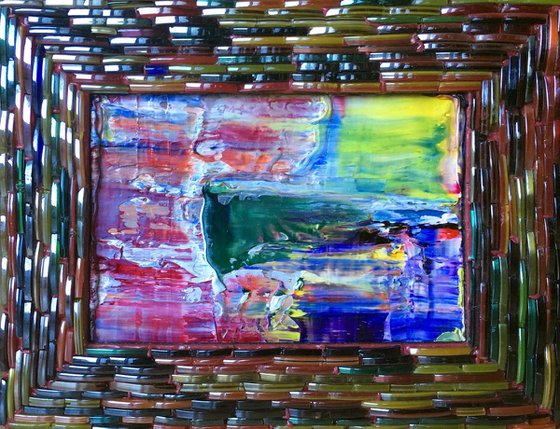 "Breaking In" -  Original PMS Micro Painting On Glass, Framed - 8 x 6 inches