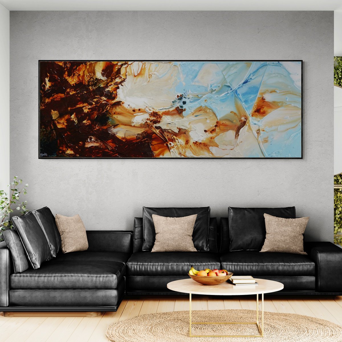 Abstract Landscape Acrylic Painting By Franko, 106 X 39, West Coast, Original Artwork