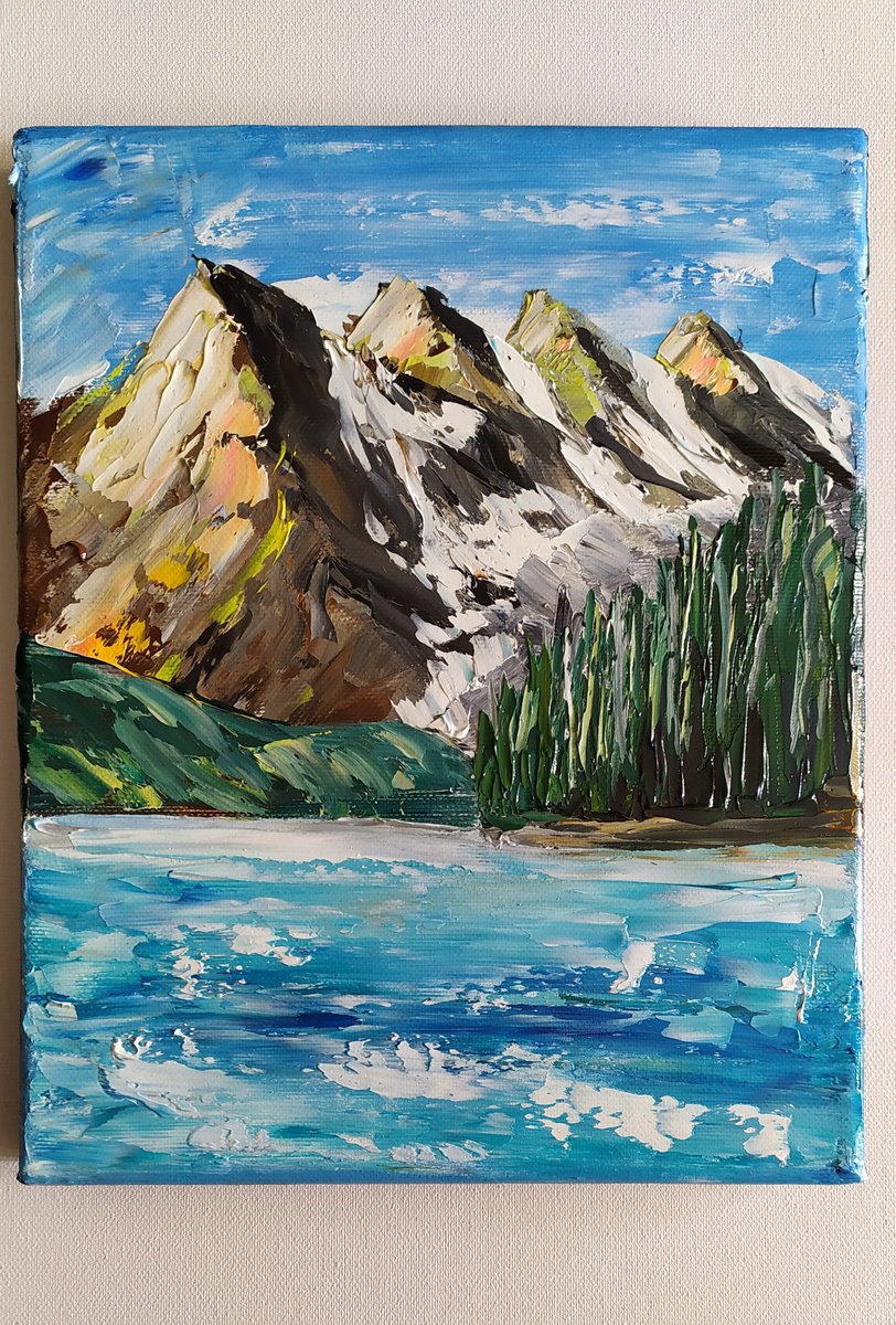 Vancouver, original landscape mountains river oil painting, Gift, art for walls by Nataliia Plakhotnyk