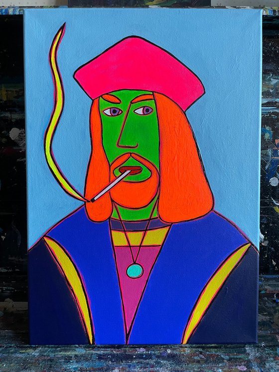 Naive Pop Art renaissance portrait(canvas)