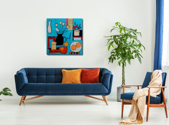 Still Life with 4 Oranges