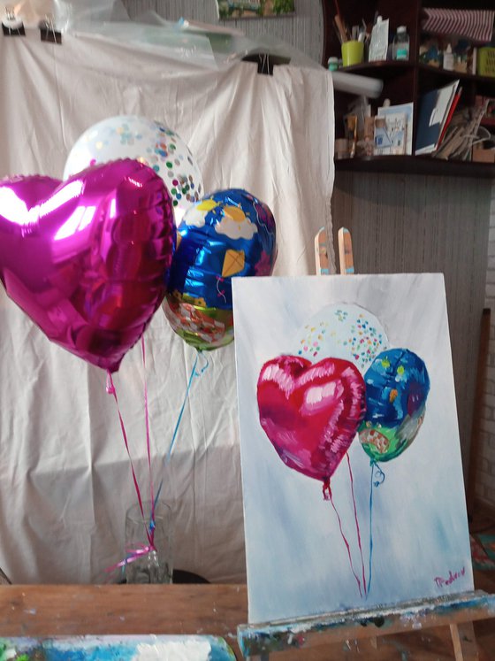 Birthday air balloons still life