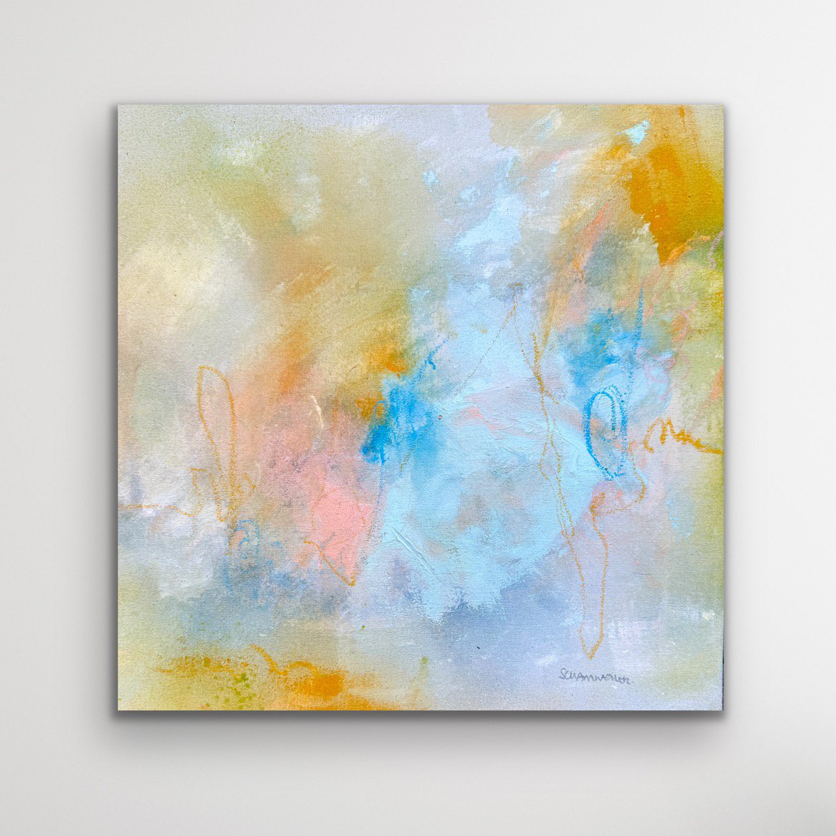 Organic Abstract Acrylic Painting By Kirsten Schankweiler, 16 X 16", Why Don